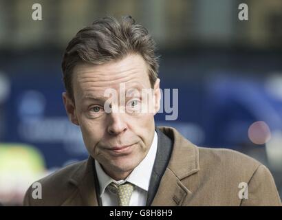 George Bingham arrives at the Royal Courts of Justice in London for a hearing over his application to obtain a death certificate for his father, Lord Lucan. Stock Photo