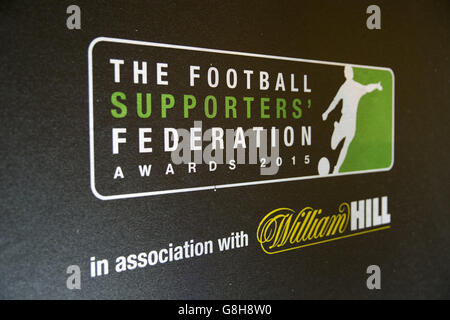 2015 Football Supporters Federation Awards - St Pancras Renaissance Hotel. Signage at the 2015 Football Supporters Federation Awards Stock Photo