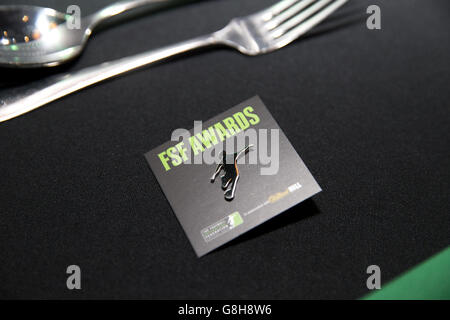 2015 Football Supporters Federation Awards - St Pancras Renaissance Hotel. Detail of the table layout for the 2015 Football Supporters Federation Awards Stock Photo