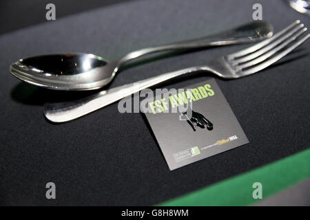 Detail of the table layout for the 2015 Football Supporters Federation Awards Stock Photo