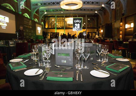 Detail of the table layout for the 2015 Football Supporters Federation Awards Stock Photo