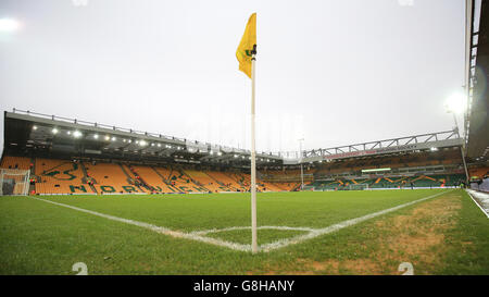 A general view inside Carrow Road before the Barclays Premier League match between Norwich City and Everton. Stock Photo