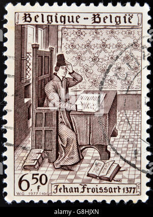 BELGIUM - CIRCA 1977: A stamp printed in Belgium shows Jean Froissart, circa 1977 Stock Photo