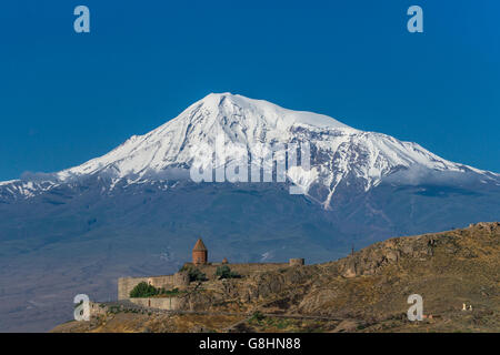 Khor Virap monastery in front of Ararat mountain. Armenia Stock Photo