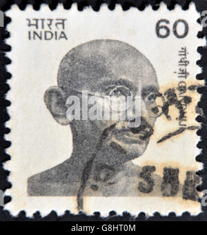 INDIA - CIRCA 1976 : postage stamp printed in India showing Mohandas Karamchand Gandhi, circa 1976 Stock Photo