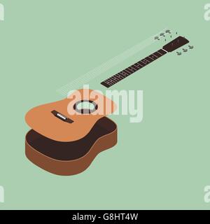 Acoustic guitar isometric flat design vector illustration Stock Vector