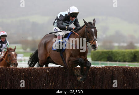 Village Vic ridden by Richard Johnson jumps the last to win The BetBright Best For Festival Betting Handicap Chase during the New Year's Day meeting at Cheltenham Racecourse. Stock Photo