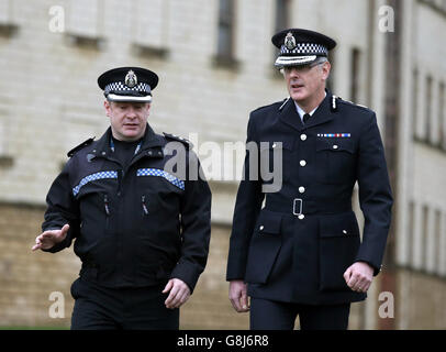 New Police Scotland Chief Constable Phil Gormley (right) after taking the oath during a ceremony at Tulliallan Castle in Kincardine. Stock Photo