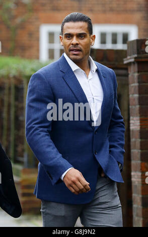 George Kay, estranged husband of Kerry Katona, leaves Hove Trial Centre in Hove, East Sussex, after pleading not guilty to charges of assault and possessing a taser like weapon. Stock Photo