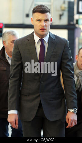 Footballer Anthony Stokes arrives at Dublin's Circuit Criminal Court, where he was due to appear over an alleged assault of an Elvis impersonator. Stock Photo