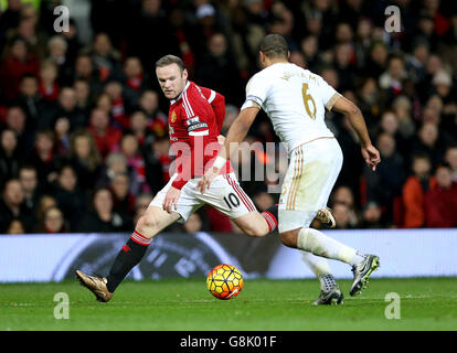 Manchester United's Wayne Rooney in action during the Barclays Premier League match at Old Trafford, Manchester. Stock Photo