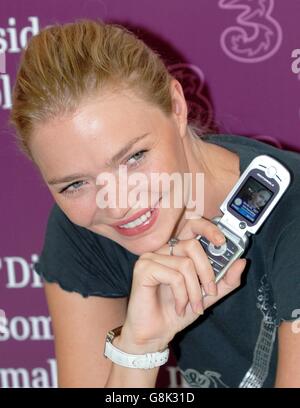 Model Jodie Kidd launches the new 3 Video Dating service, at the mobile chain's Kensington High Street store. Stock Photo