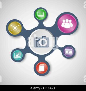 Photography infographic templates with connected metaballs, stock vector Stock Vector