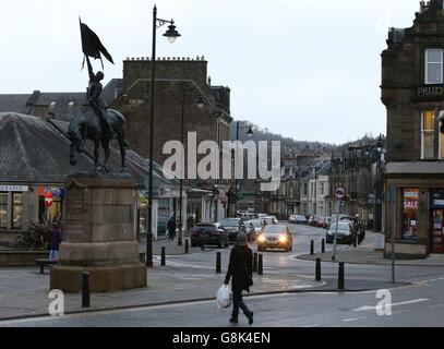 A general view of the town centre of Hawick in the Scottish Borders, the home of husband and wife David and Carol Martin who are celebrating after winning half of the historic &pound;66 million Lotto jackpot. Stock Photo