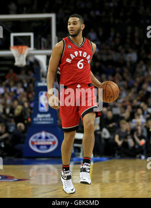 Toronto Raptors' Cory Joseph in action during the NBA Global Games match at the O2 Arena, London. Stock Photo