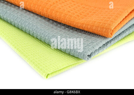 Stack Of Neatly Folded Colorful Kitchen Towels, On White Background. Stock  Photo, Picture and Royalty Free Image. Image 91284583.