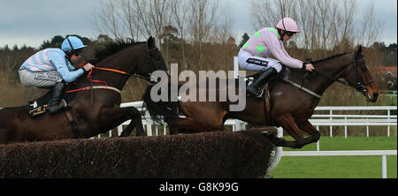 Douvan ridden by Ruby Walsh (right) goes on to win The Frank Ward Solicitors Arkle Novice Chase during the BHP Insurances Irish Champion Hurdle day at Leopardstown Racecouse, Dublin. Stock Photo