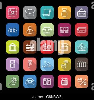 Mortgage and home loan line icons with long shadow, stock vector Stock Vector