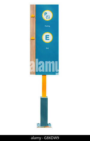 Traffic signs for parking and exit on white background. Stock Photo