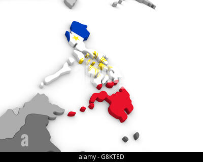 3D illustration of Philippines with embedded flag on political globe ...
