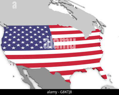Map of USA with embedded flag on planet surface. 3D illustration ...
