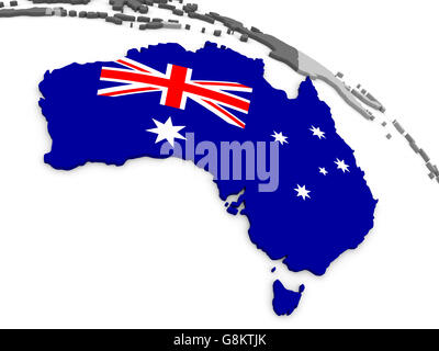 Australia with embedded national flag on political 3D globe. 3D ...