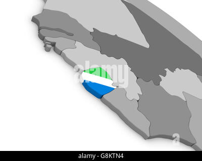 Map of Sierra Leone with embedded flag on planet surface. 3D ...