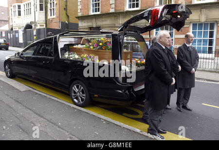 The funeral of the former disc jockey and TV presenter DJ Ed 'Stewpot' Stewart takes place at St Peter's Church in Bournemouth. Stock Photo