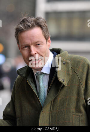 George Bingham, the only son of missing peer Lord Lucan, arriving at the High Court in London, where he is applying for a death certificate so he can inherit the title as 8th Earl. Stock Photo