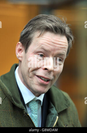 George Bingham, the only son of missing peer Lord Lucan, speaks to the media outside the High Court in London, where he was granted a death certificate by a High Court judge. Stock Photo