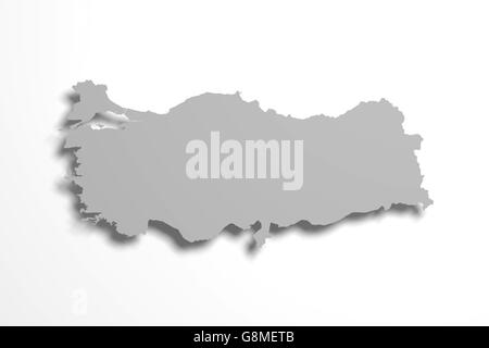 3d rendering of a turkey map on white background. Stock Photo