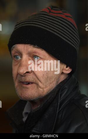 Paddy Hill, one of the men wrongly jailed over the Birmingham pub bombings, arrives for the inquest review into the bombings at the Civic Suite in Solihulll. Stock Photo