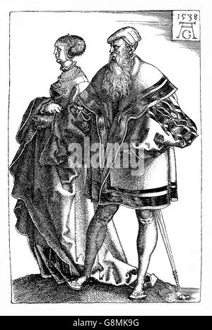 German Renaissance , Heinrich Aldegrever (1502-1555) wedding dancers, engraving Stock Photo
