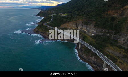 The Sea Cliff Bridge is a balanced cantilever bridge located in the northern Illawarra region of New South Wales, Australia. Stock Photo