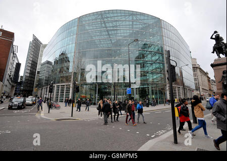 Sainsbury's head office at New Fetter Lane, Holborn Circus, central London. Stock Photo