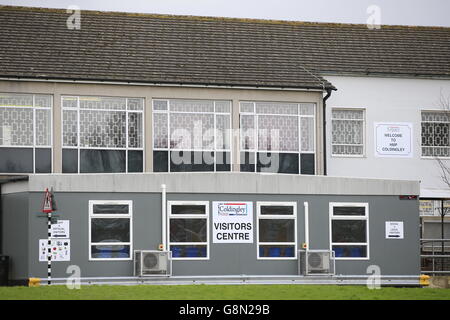 An exterior view of the visitors' centre at HMP Coldingley, a Category C training prison in Bisley, Surrey. Stock Photo