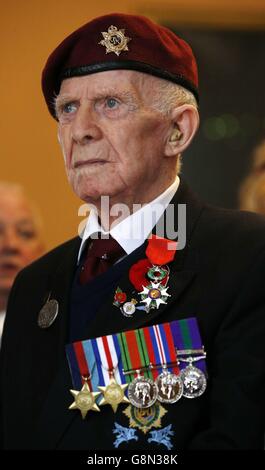 Second World War veteran Gunner Arthur Davies 243 Battery, 116 Field Regiment Royal Artillery after receiving the Legion d'honneur, France's highest distinction, from the French Ambassador Sylvie Bermann for his role in liberating France during the Second World War, during a ceremony at Liverpool Town Hall. Stock Photo