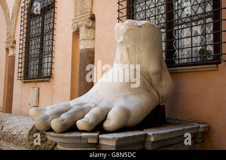 Foot of a gigantic statue of Emperor Constantine in the Palazzo dei Conservatori at the Capitoline Museums, Rome, Italy, Europe Stock Photo