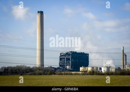 Didcot power station building collapse Stock Photo