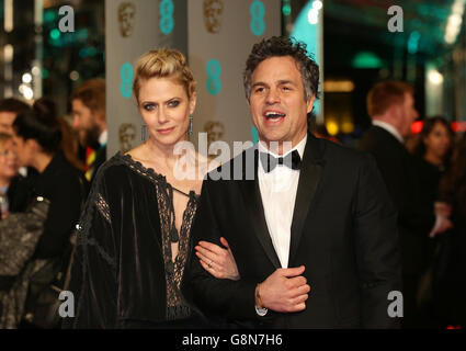Mark Ruffalo and Sunrise Coigney attending the EE British Academy Film Awards at the Royal Opera House, Bow Street, London. PRESS ASSOCIATION Photo. Picture date: Sunday February 14, 2016. See PA Story SHOWBIZ Baftas. Photo credit should read: Yui Mok/PA Wire Stock Photo