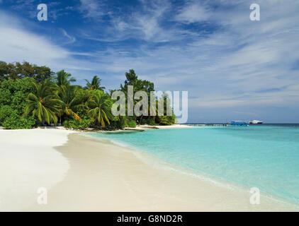 Empty beach in the Maldives Stock Photo