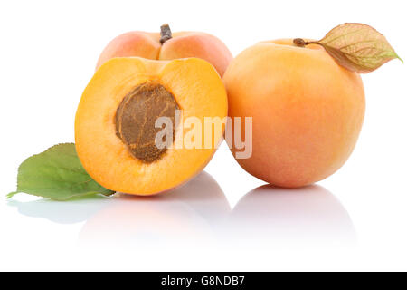 Apricot apricots fruit fruits isolated on a white background Stock Photo