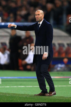 Real Madrid coach Zinedine Zidane during the Champions League match ...