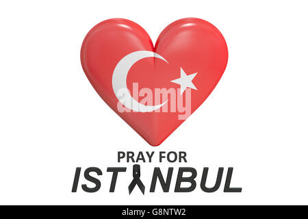 Pray for Istanbul Turkey concept, 3D rendering Stock Photo
