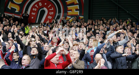 Huddersfield Town v Burnley - Sky Bet Championship - John Smith's Stadium. Burnley fans in the stands during the game. Stock Photo