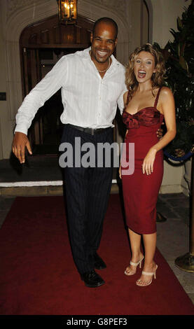 Dannii Minogue and former athlete Duane Ladejo arriving for the Mean Fomhair (Autumn Ball) - in aid of 'Help a London Child' and 'Happy Child' - at Wentworth Golf Club, Surrey, UK, Friday 9 September 2005. PRESS ASSOCIATION Photo. Photo credit should read: Yui Mok / PA Stock Photo