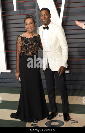 Chris Rock and Rosalie Rock arrives at the Vanity Fair Oscar Party in Beverly Hills, Los Angeles, CA, USA, February 28, 2016. PRESS ASSOCIATION Photo. Picture date: Sunday February 28, 2016. See PA Story SHOWBIZ Oscars. Photo credit should read: PA Wire/PA Wire Stock Photo