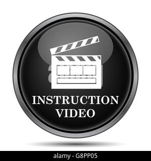 Instruction video icon. Internet button on white background. Stock Photo