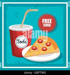 pizza and soda isolated icon design Stock Vector