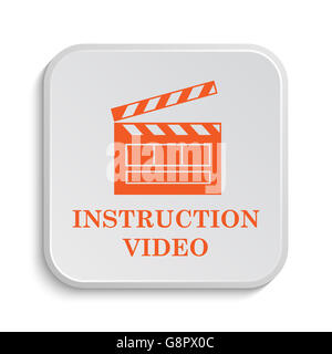 Instruction video icon. Internet button on white background. Stock Photo